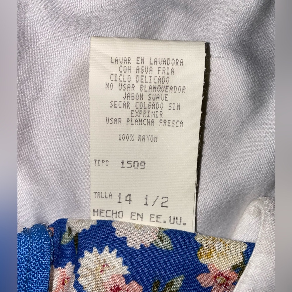Vintage Ruth of Carolina Floral Blue Childs Dress with White Collar - Picture 4 of 11